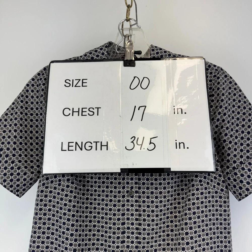 J.Crew Dress Women's 00 Navy Geometric Shirt Dress Sheath‎ Mini
